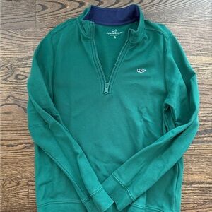 Vineyard Vines Boy's Forest Green Half-Zip Sweater